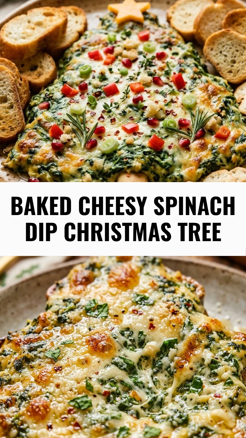 Baked Cheesy Spinach Dip Christmas Tree