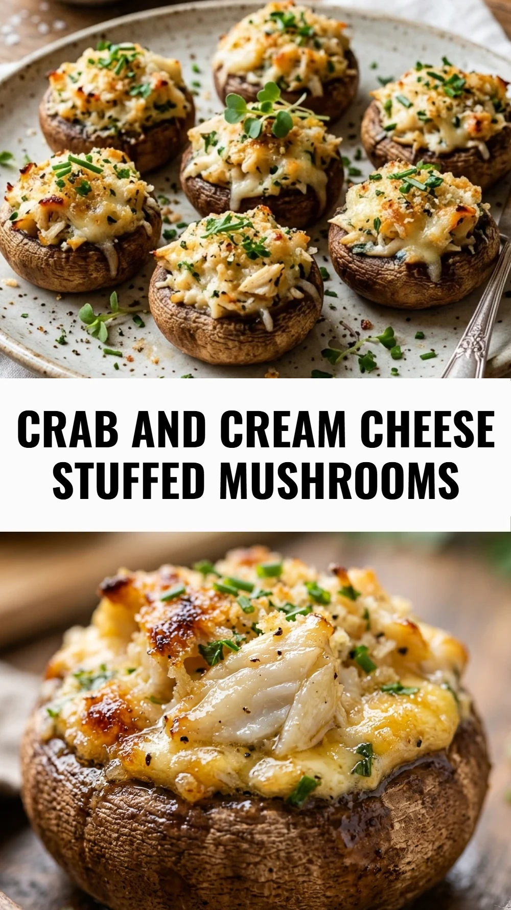 Crab and Cream Cheese Stuffed Mushrooms