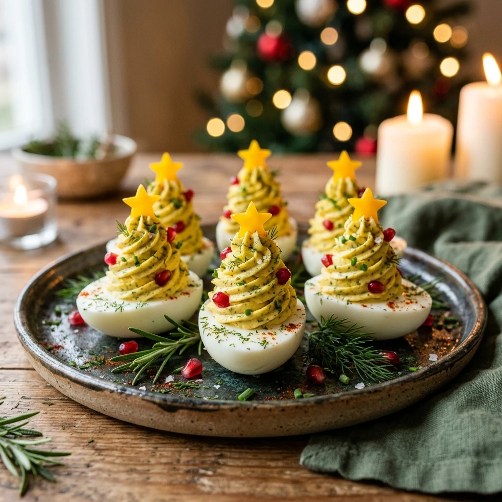 Festive Christmas Tree Deviled Eggs