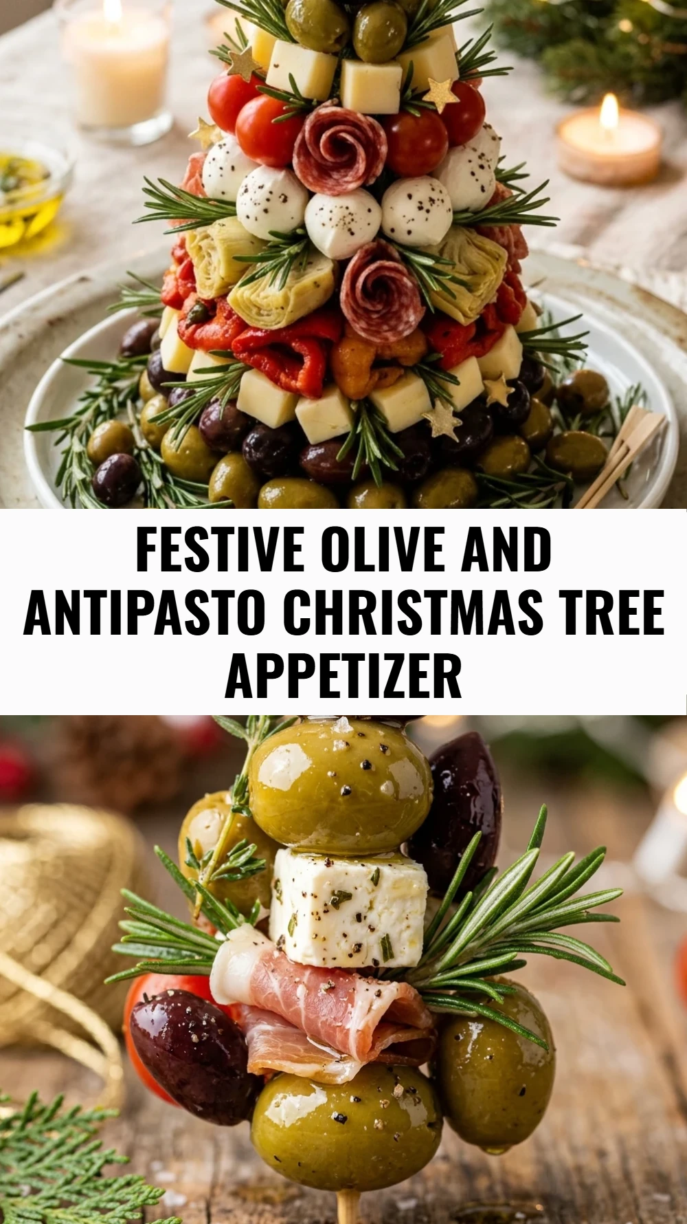 Festive Olive and Antipasto Christmas Tree Appetizer