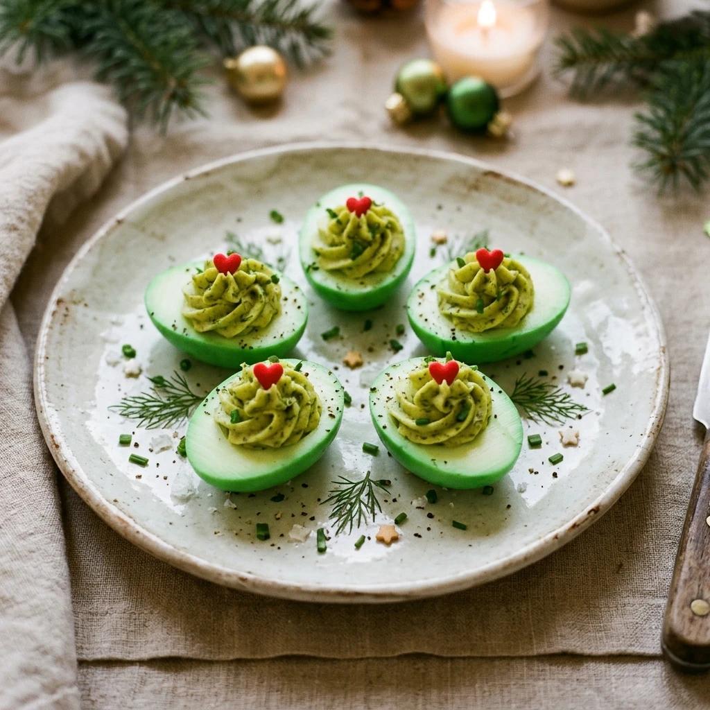 Grinch Themed Deviled Eggs