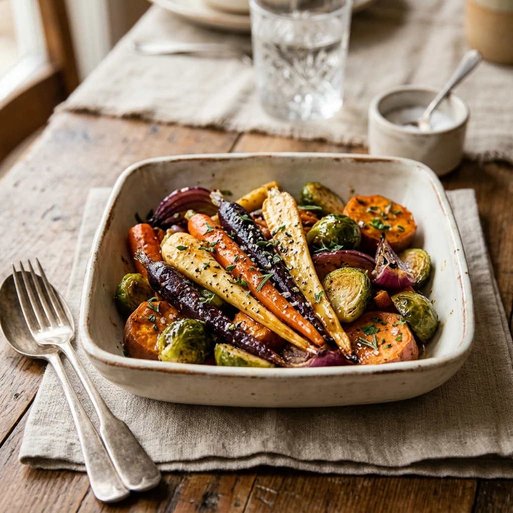 Maple Dijon Roasted Root Vegetables