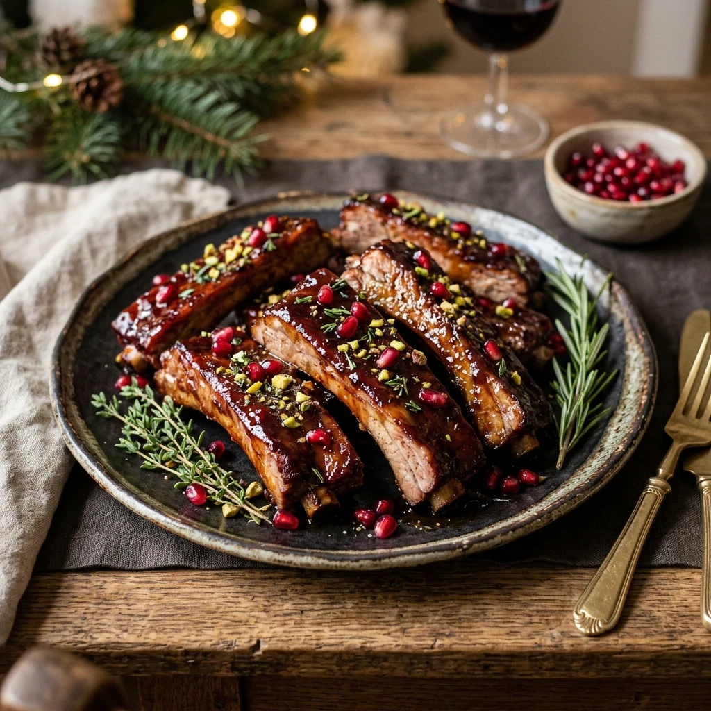 Pomegranate-Glazed Christmas Ribs