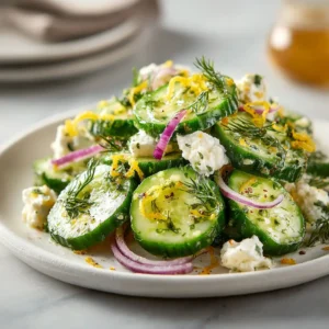 Cucumber Feta Salad With Lemon Greek Vinaigrette