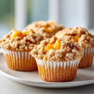 Homemade Peach Cobbler Muffins