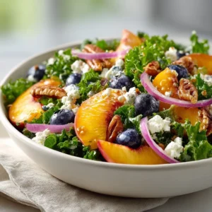 Summer Peach Blueberry Kale Salad