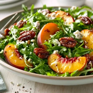 Arugula Peach Salad With Candied Pecans