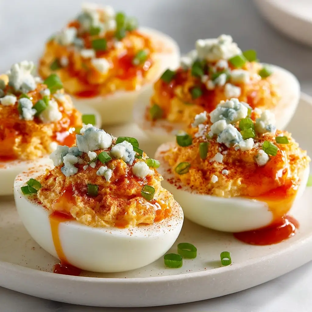 Buffalo Chicken Deviled Eggs — Spicy Game Day