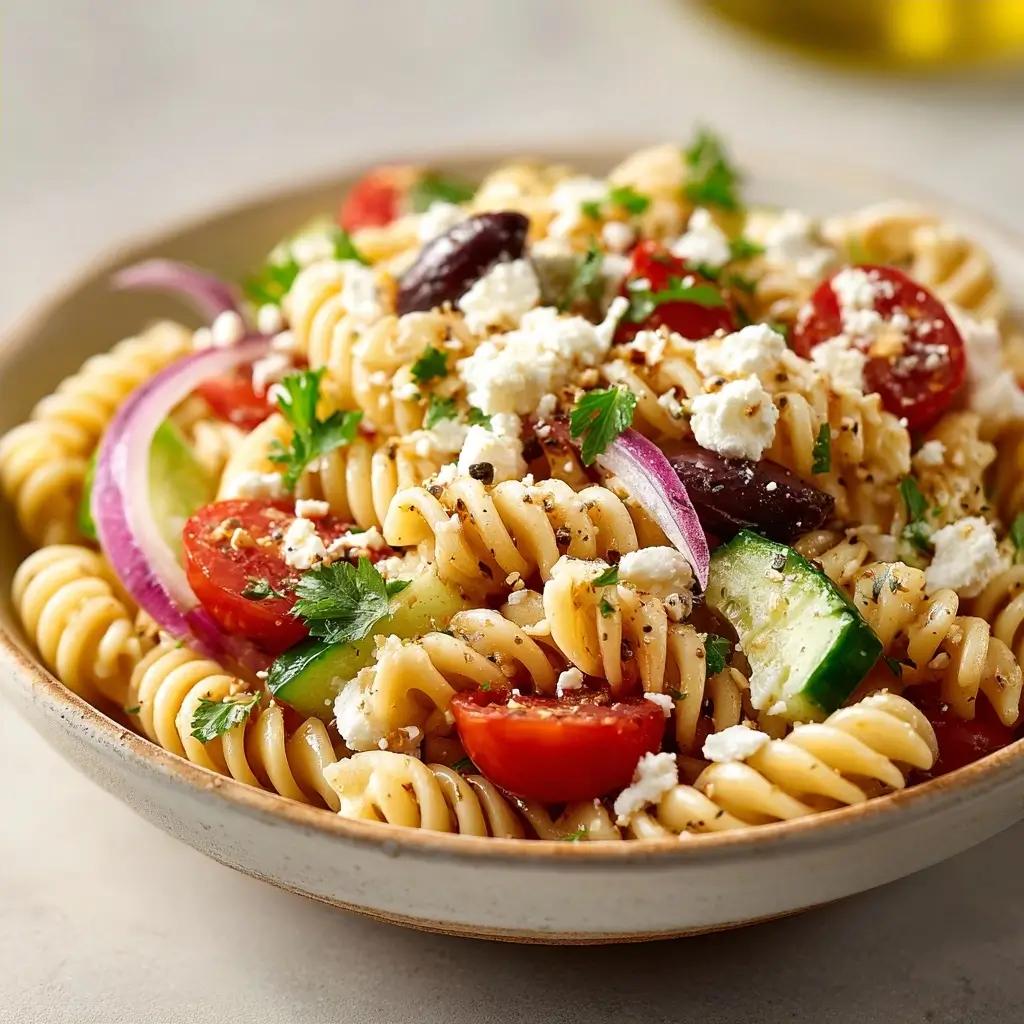 Greek Pasta Salad With Kalamata Olives & Feta