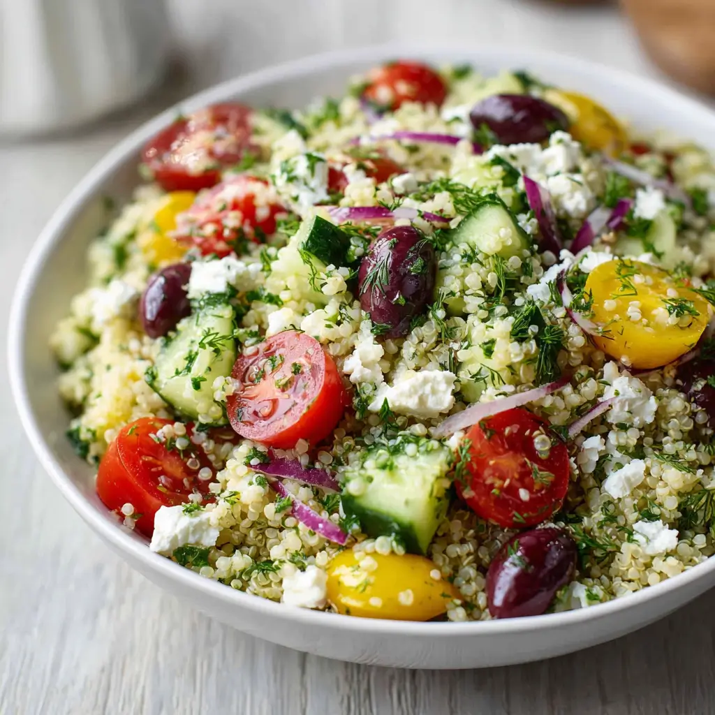 Greek Quinoa Salad With Lemon Herb Dressing