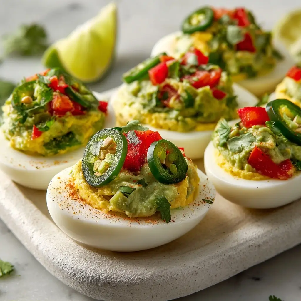 Loaded Guacamole Deviled Eggs With Jalapeño