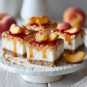 No Bake Peach Cheesecake Bars — 4 Ingredients