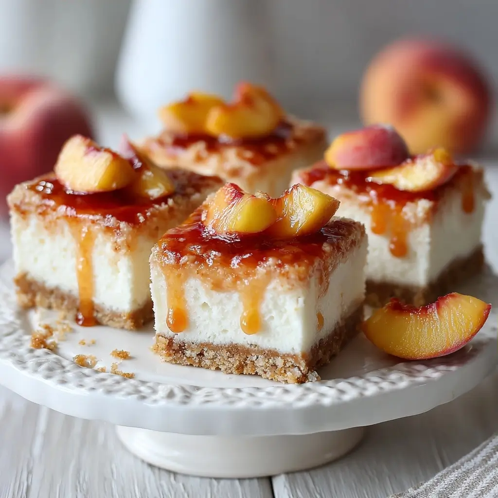 No Bake Peach Cheesecake Bars — 4 Ingredients