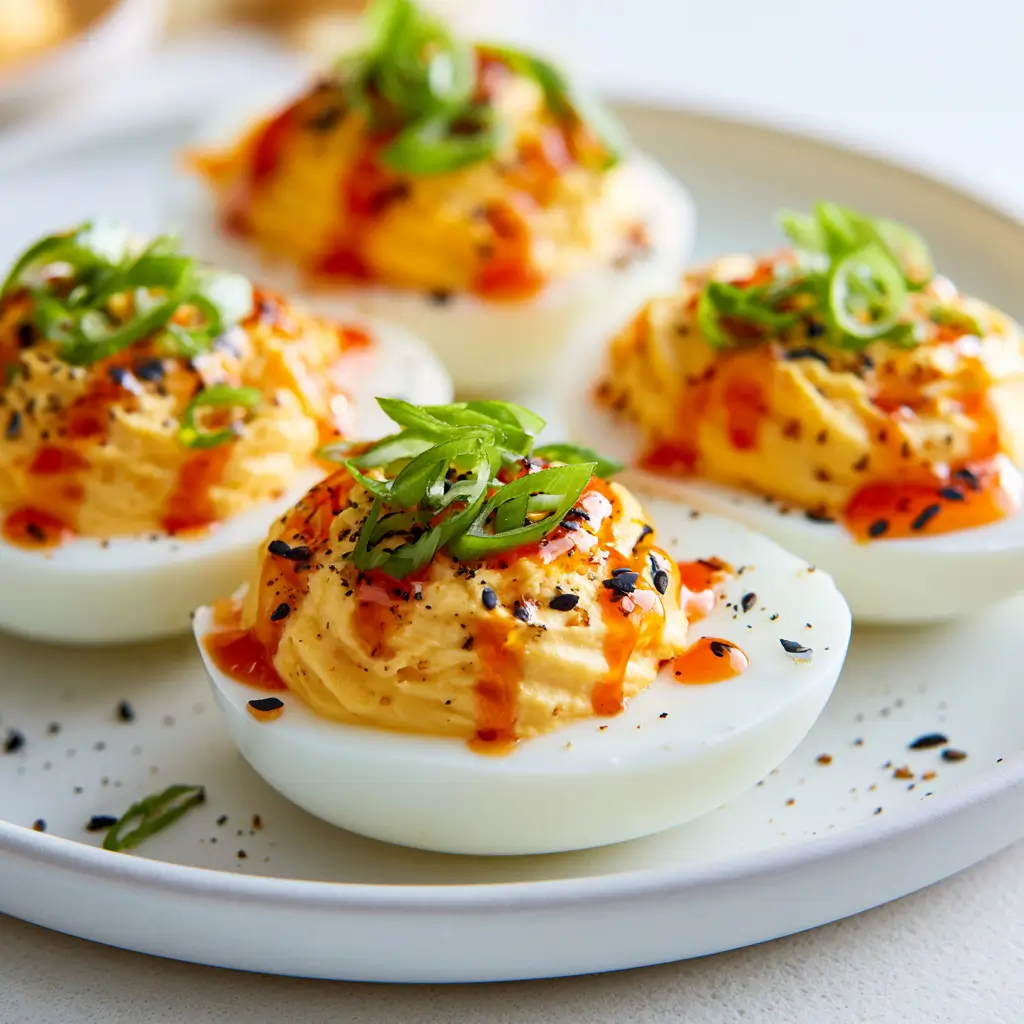 Sriracha Honey Deviled Eggs — Sweet & Spicy