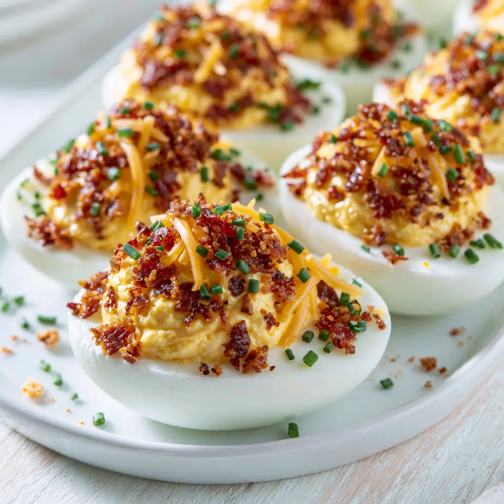 Bacon Cheddar Deviled Eggs For Summer Cookouts