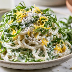 Creamy Lemon Ricotta Pasta With Arugula