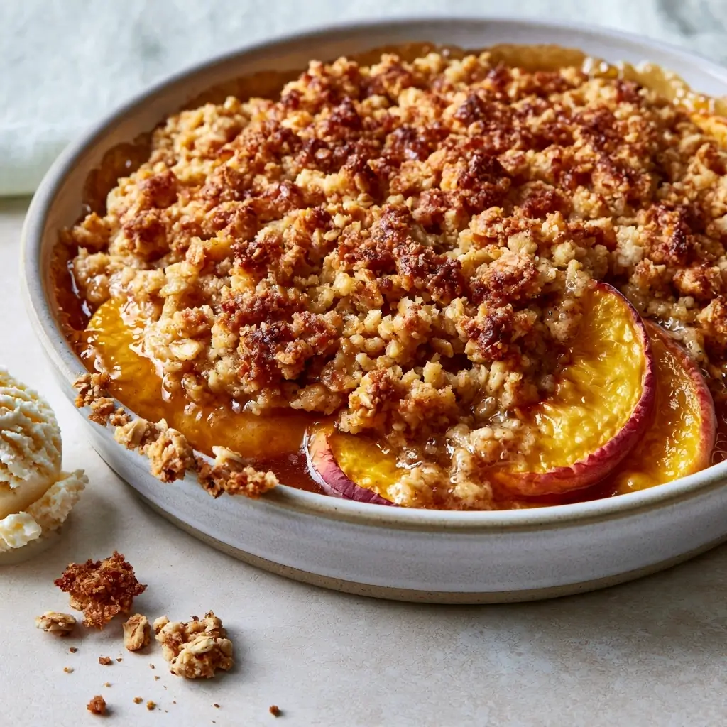 Easy Peach Crisp Recipe With Crunchy Oat Crumble Topping