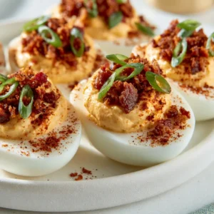 Spicy Smoky Bacon Deviled Eggs