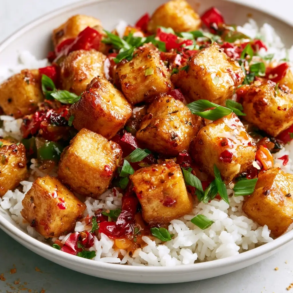 Crispy Tofu Rice Bowl For Meatless Dinner Prep