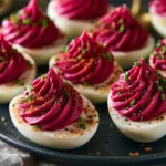 Halloween Deviled Eggs With Beet Dyed Filling