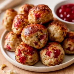 Cranberry Turkey Stuffing Balls | Thanksgiving Appetizer