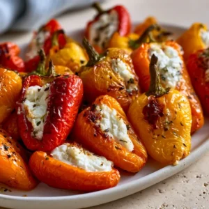 Roasted Goat Cheese Stuffed Mini Peppers Appetizer For Thanksgiving