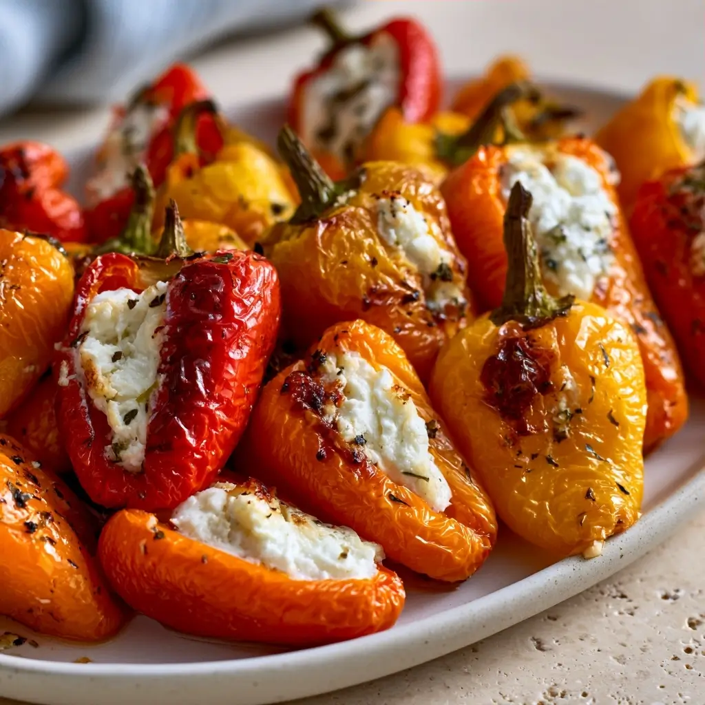 Roasted Goat Cheese Stuffed Mini Peppers Appetizer For Thanksgiving