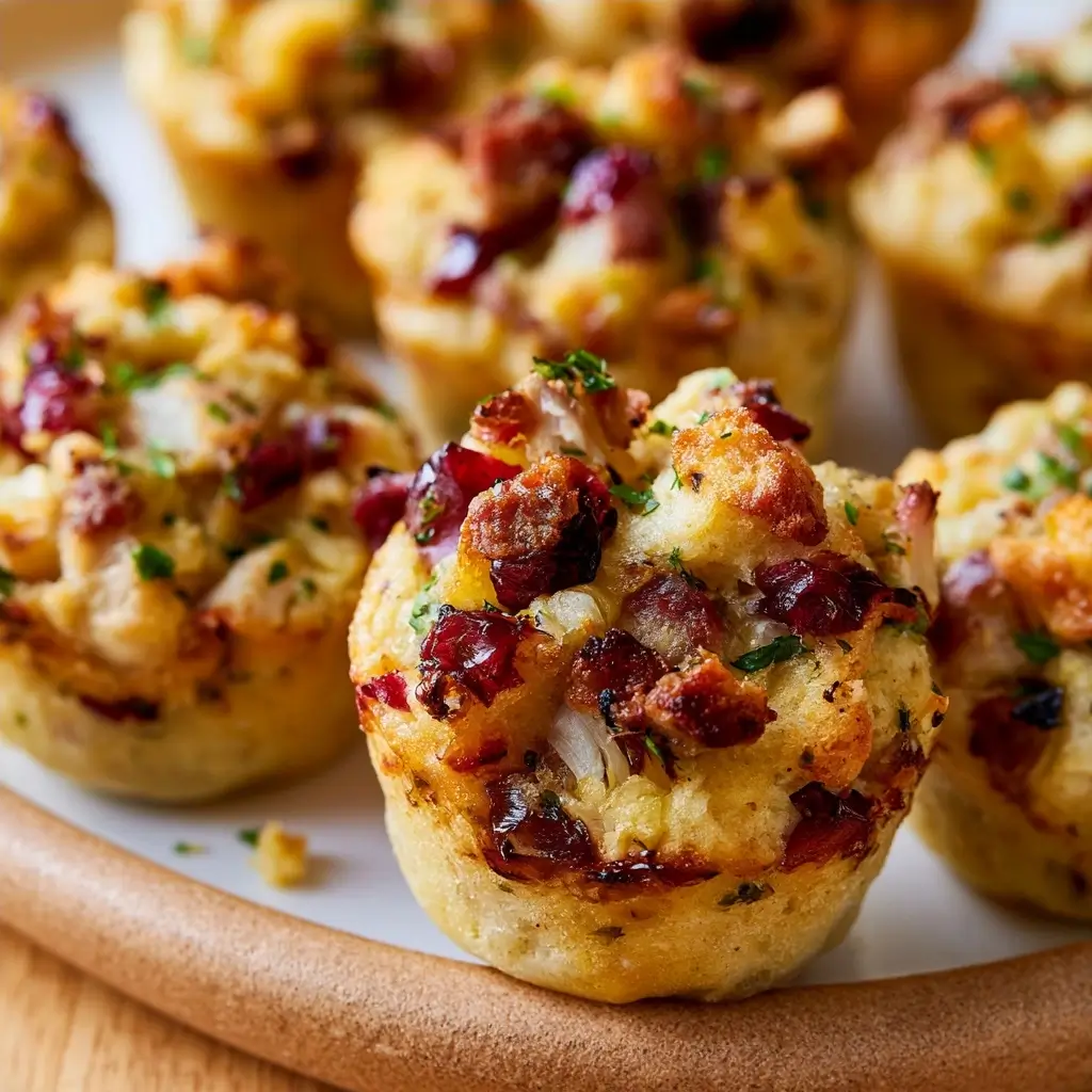 Savory Turkey Cranberry Stuffing Bites Appetizers For Thanksgiving