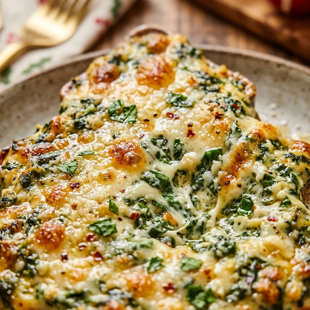 Baked Cheesy Spinach Dip Christmas Tree