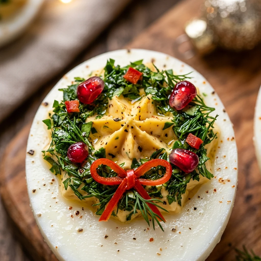 Christmas Wreath Deviled Eggs