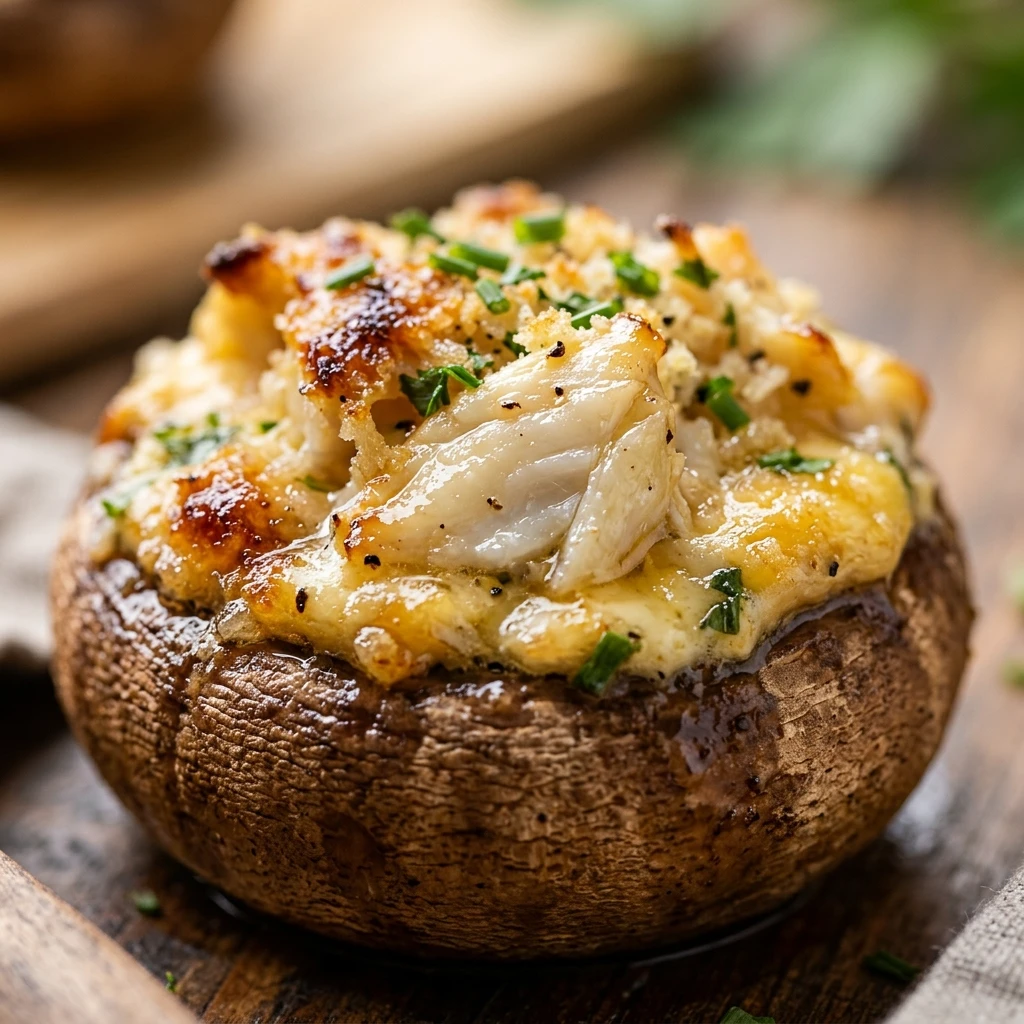 Crab and Cream Cheese Stuffed Mushrooms