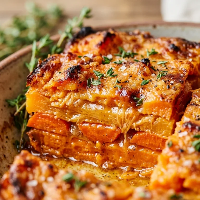 Layered Sweet Potato, Squash & Carrot Bake