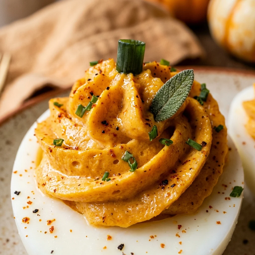 Pumpkin Deviled Eggs for Thanksgiving